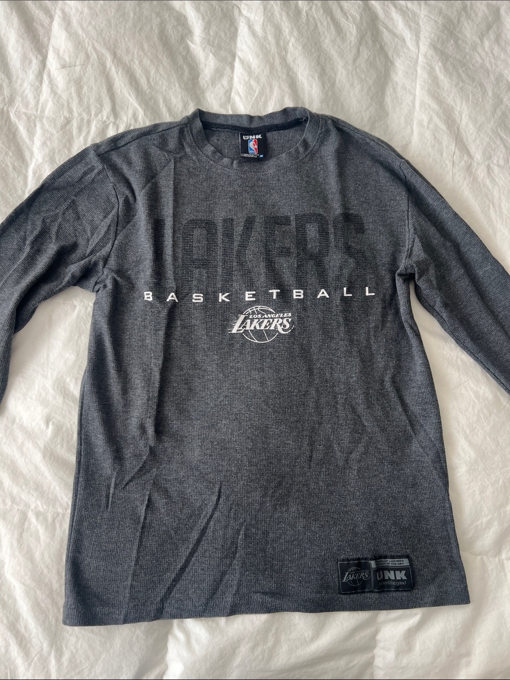 Unk Los Angeles Lakers Charcoal Gray Long Sleeve Basketball Tee